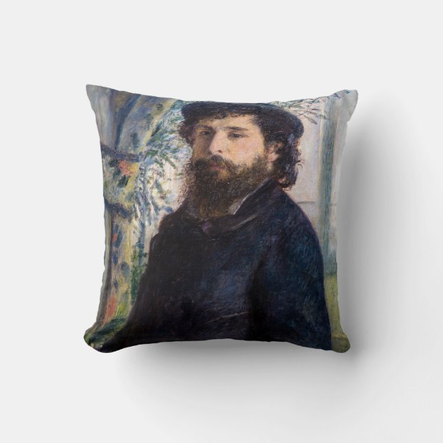 Pierre Auguste Renoir - Portrait of Claude Monet Throw Pillow (Front)