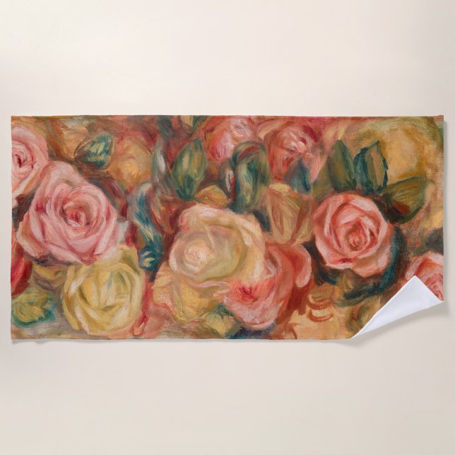 Pierre-Auguste Renoir - Roses Beach Towel (Front)