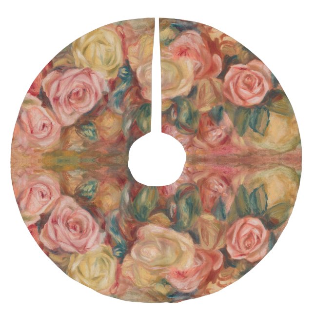 Pierre-Auguste Renoir - Roses Brushed Polyester Tree Skirt (Front)