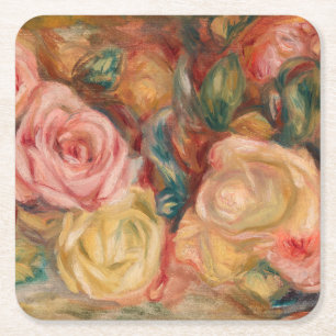 Pierre-Auguste Renoir - Roses Square Paper Coaster