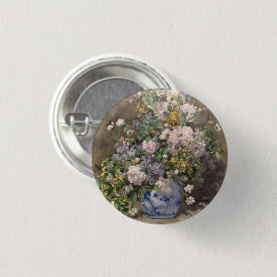 Pierre-Auguste Renoir Spring Bouquet     1 Inch Round Button