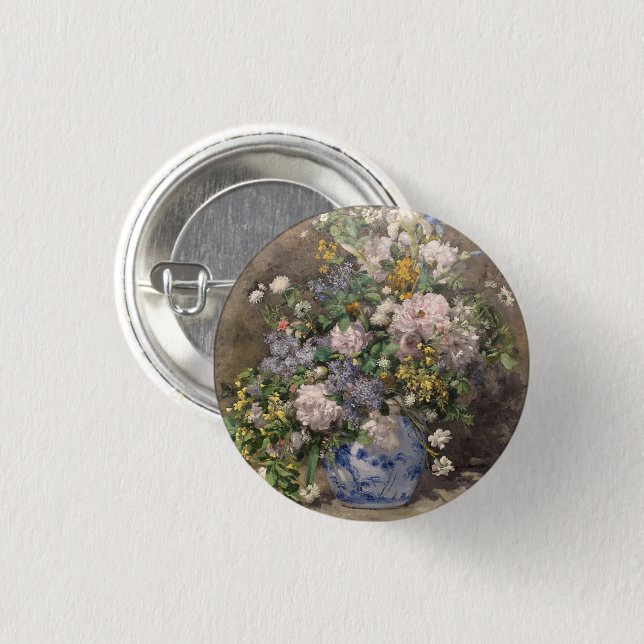 Pierre-Auguste Renoir Spring Bouquet     1 Inch Round Button (Front & Back)
