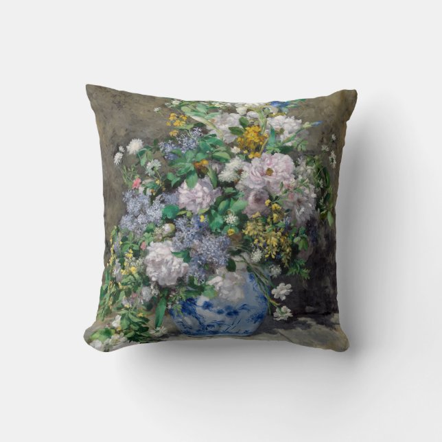 Pierre-Auguste Renoir - Spring Bouquet Throw Pillow (Front)