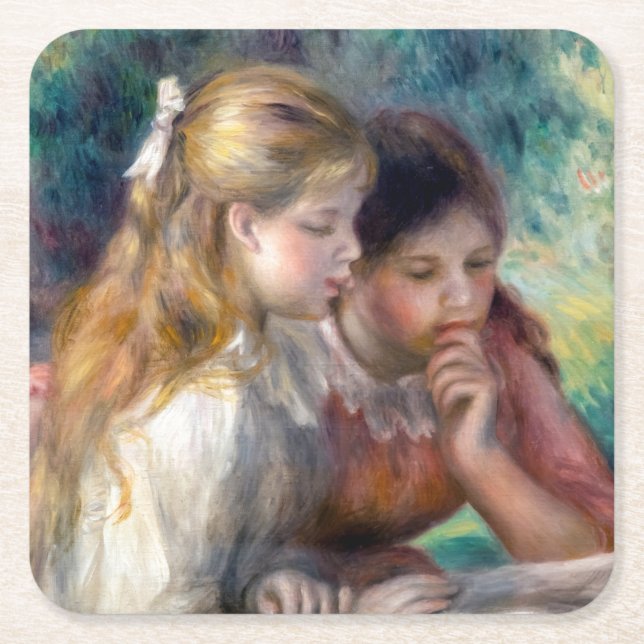Pierre-Auguste Renoir - The Reading Square Paper Coaster (Front)