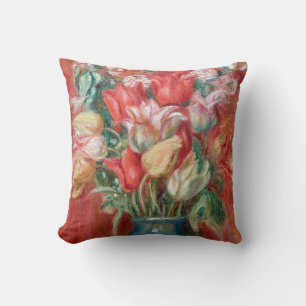 Pierre-Auguste Renoir - Tulip Bouquet Throw Pillow