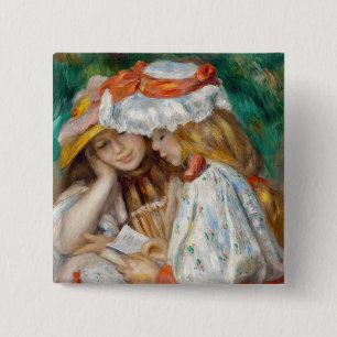 Pierre-Auguste Renoir - Two Girls Reading 2 Inch Square Button