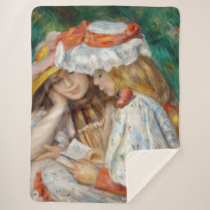Pierre-Auguste Renoir - Two Girls Reading Sherpa Blanket
