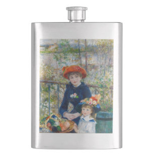 Pierre-Auguste Renoir - Two sisters on the Terrace Hip Flask