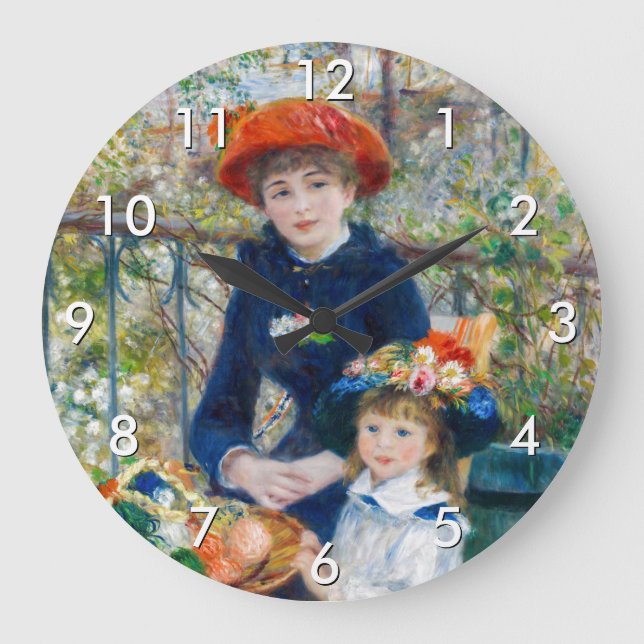 Pierre-Auguste Renoir - Two sisters on the Terrace Large Clock (Front)