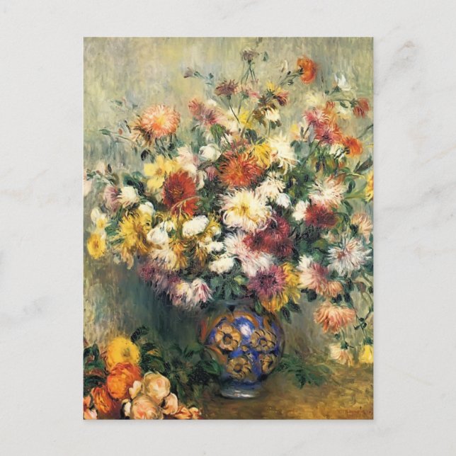 Pierre-Auguste Renoir- Vase of Chrysanthemums Postcard (Front)
