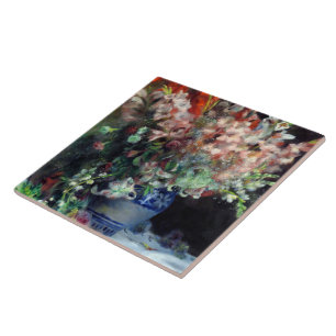 Pierre-Auguste Renoir Vintage Gladioli in a Vase Tile