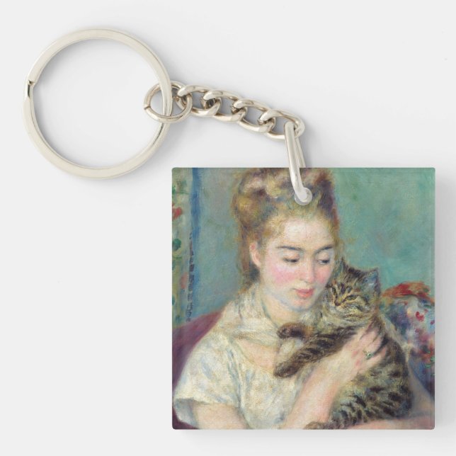 Pierre-Auguste Renoir - Woman with a Cat Keychain (Front)