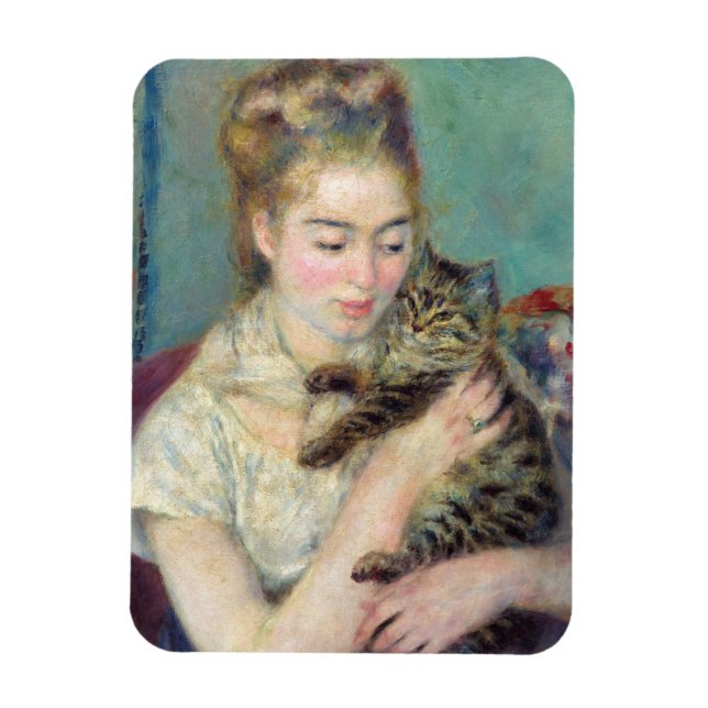 Pierre-Auguste Renoir - Woman with a Cat Magnet (Vertical)