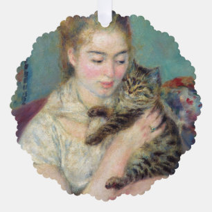 Pierre-Auguste Renoir - Woman with a Cat Ornament Card