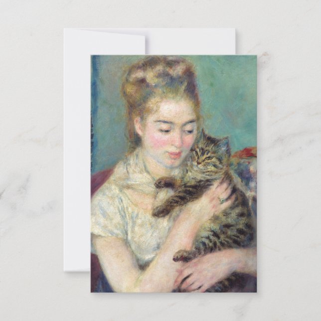 Pierre-Auguste Renoir - Woman with a Cat Thank You Card (Front)