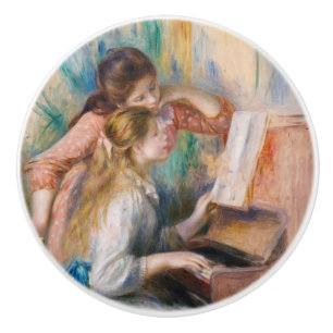 Pierre Auguste Renoir - Young Girls at the Piano Ceramic Knob