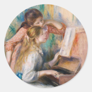 Pierre Auguste Renoir - Young Girls at the Piano Classic Round Sticker