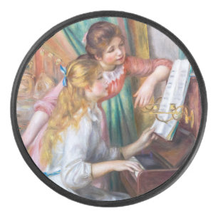 Pierre Auguste Renoir - Young Girls at the Piano Hockey Puck
