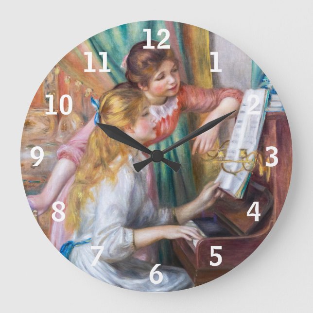 Pierre Auguste Renoir - Young Girls at the Piano Large Clock (Front)