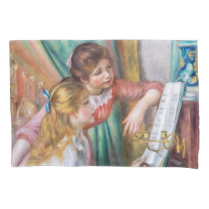 Pierre Auguste Renoir - Young Girls at the Piano Pillowcase
