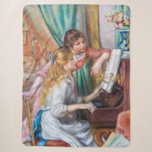 Pierre Auguste Renoir - Young Girls at the Piano Sherpa Blanket