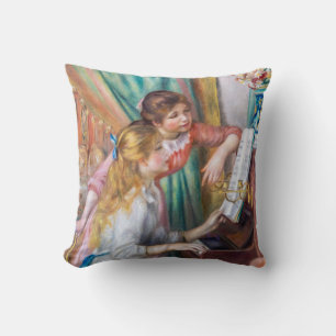 Pierre Auguste Renoir - Young Girls at the Piano Throw Pillow