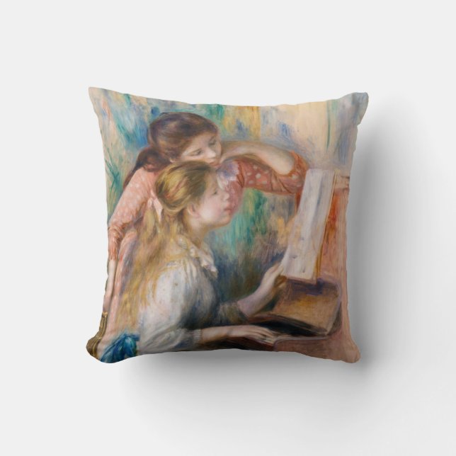 Pierre Auguste Renoir - Young Girls at the Piano Throw Pillow (Front)