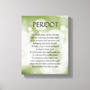 Pierre de naissance Peridot - Août poème art toile