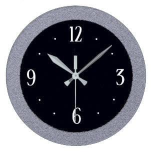 Pierre grise sur noir avec horloge blanche Nos>Cui