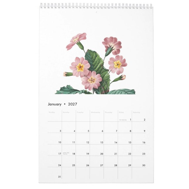 Pierre-Joseph Redouté 2015 Calendar (Jan 2027)