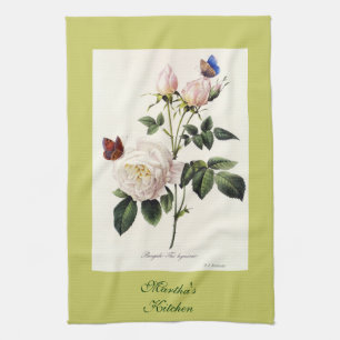 Pierre Joseph Redouté, rose flowers botanical arts Kitchen Towel