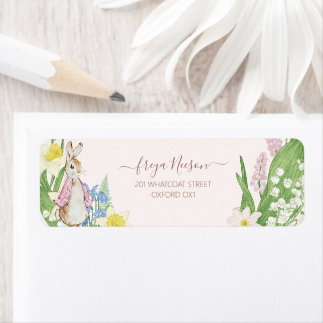 Pierre le lapin Printemps fleurit Baby shower rose (En situation)