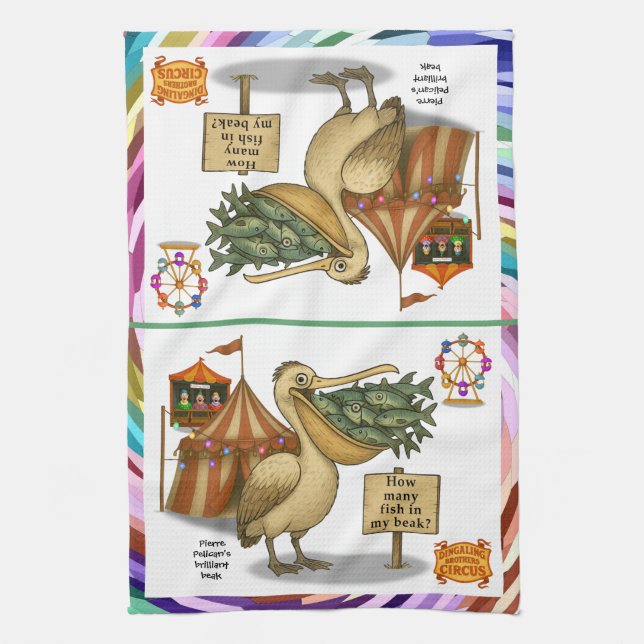 Pierre pelican's brilliant beak kitchen towel (Vertical)