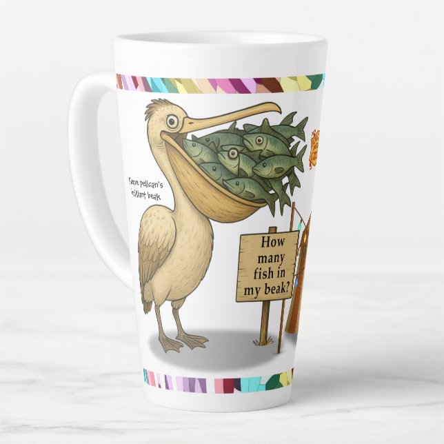 Pierre pelican's brilliant beak latte mug (Left Angle)