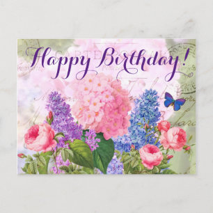 Pierre Redoute Flowers Bonne Carte postale Anniver