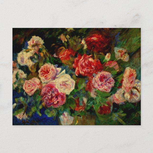 Pierre Renoir painting, Roses Postcard (Front)