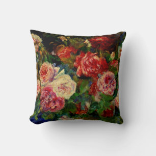 Pierre Renoir painting, Roses, Throw Pillow