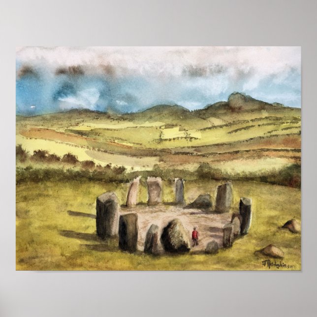 Pierres anciennes, Irlande, Aquarelle, poster (Devant)