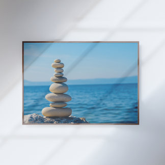 Pierres Équilibrées Art mural zen minimaliste
