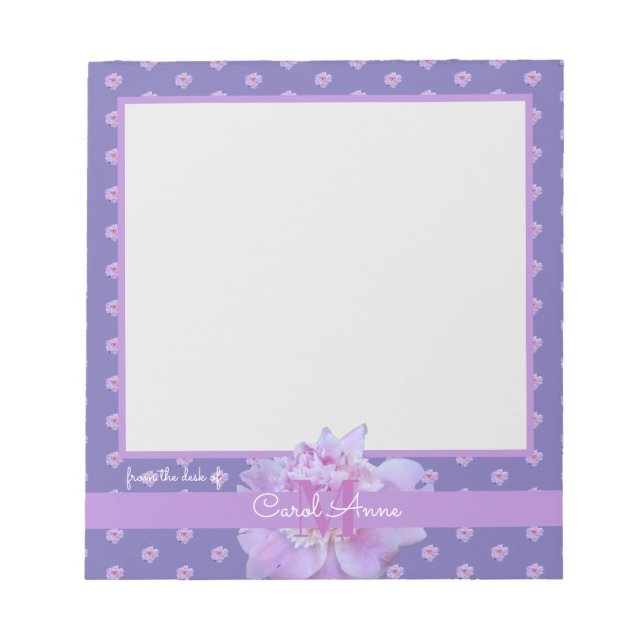 Pierres roses violet Monogramme Floral Bloc-notes (Devant)