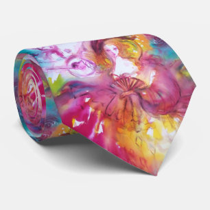 PIERROT AND ARLECCHINA Carnival Watercolor Tie