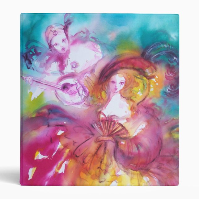 PIERROT AND ARLECCHINA pink blue white fuchsia Binder (Front)