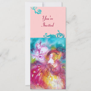 PIERROT AND ARLECCHINA Venetian Carnival, Invitation