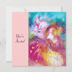 PIERROT AND ARLECCHINA Venetian Carnival, Invitation