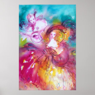 PIERROT AND ARLECCHINA Venetian Carnival, Poster