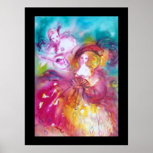 PIERROT AND ARLECCHINA Venetian Carnival, Poster