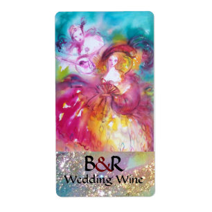 PIERROT AND ARLECCHINA Venetian Masks Wedding Wine