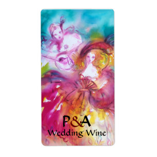 PIERROT AND ARLECCHINA Venetian Masks Wedding Wine