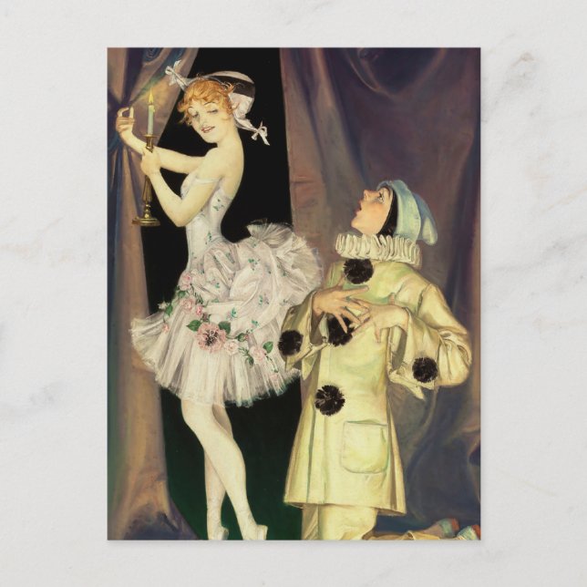 “Pierrot and Columbine” by FX Leyendecker Postcard (Front)