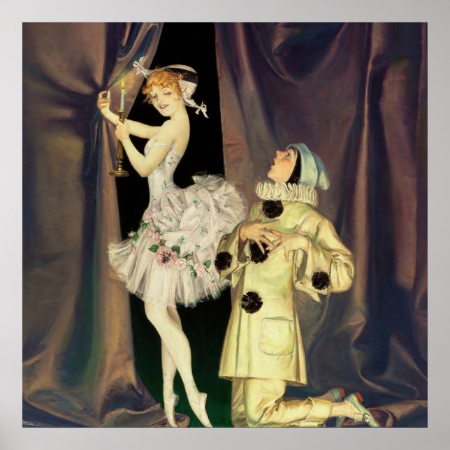 “Pierrot and Columbine” by FX Leyendecker Poster (Front)